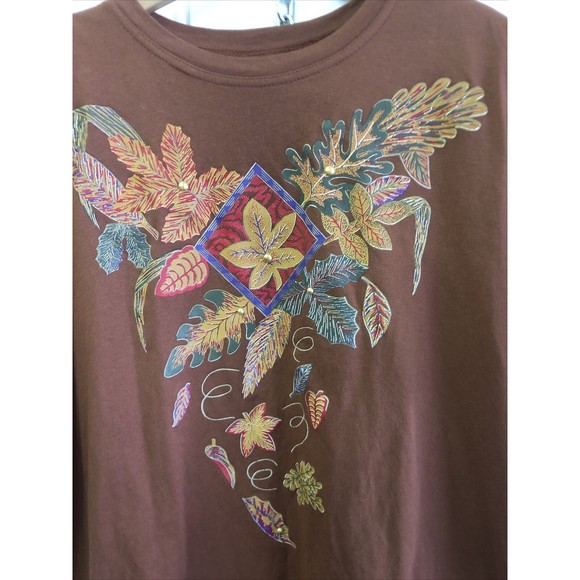 Bobbie Brooks Vintage Fall Embellished Tshirt Xl Made In USA - Picture 2 of 9